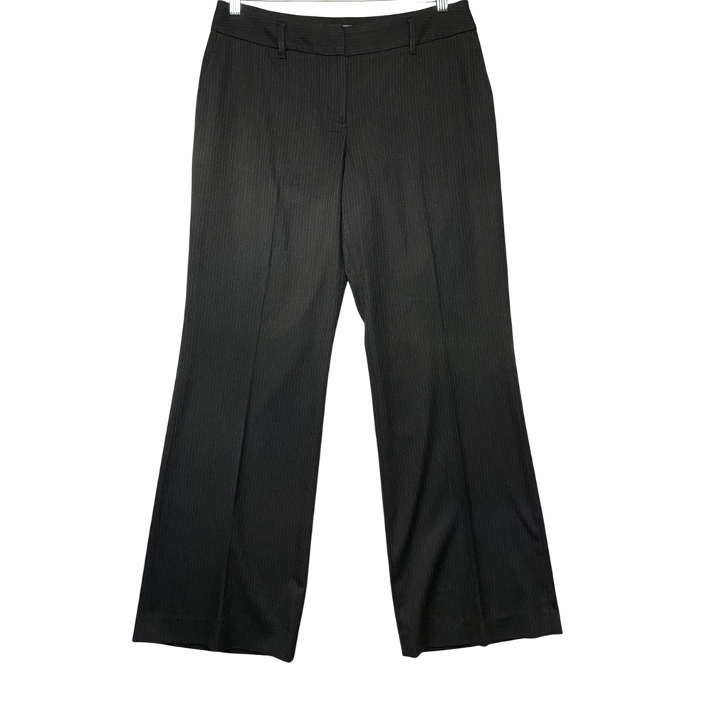 Ann Taylor Loft Julie Pinstripe Dress Pants Womens 10 Black Grey Straight Leg